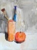 Brushes and apple