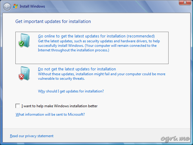 Repair install - step 2 - Get important updates for installation