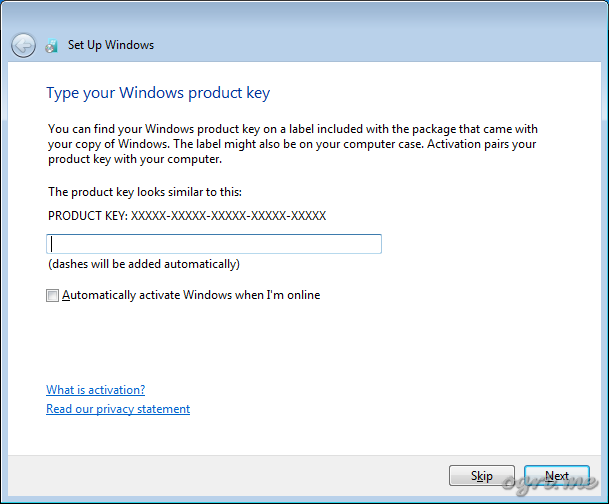 Repair install - step 9 - Type your Windows product key